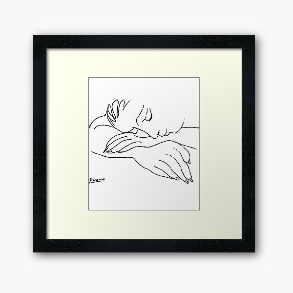 Pablo Picasso War and Peace Series Artwork, Line Drawing Reproduction Framed Art Print