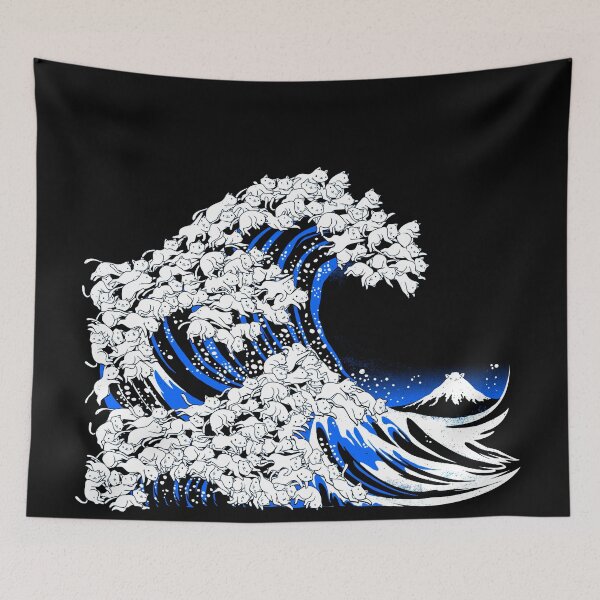 Item preview, Kanagawa Cat Wave Black designed and sold by Tobe Fonseca®.