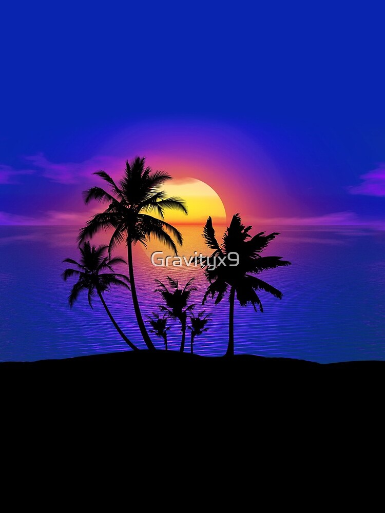 Tropical Sunset Palm Trees by Gravityx9