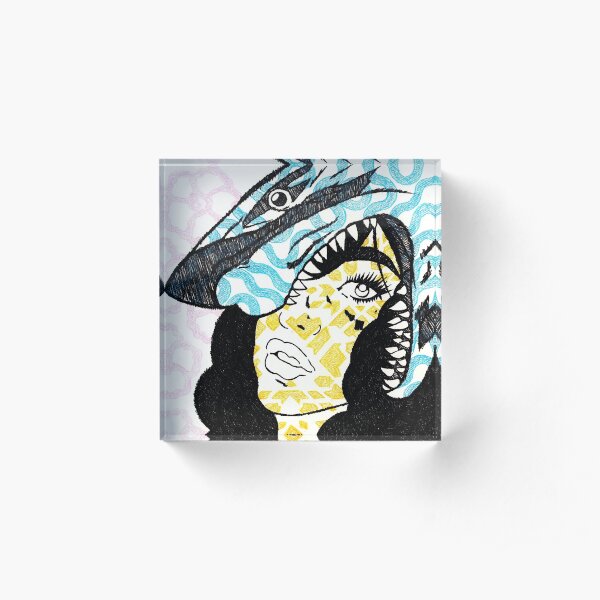 PaperMonster Shark Attack Acrylic Block