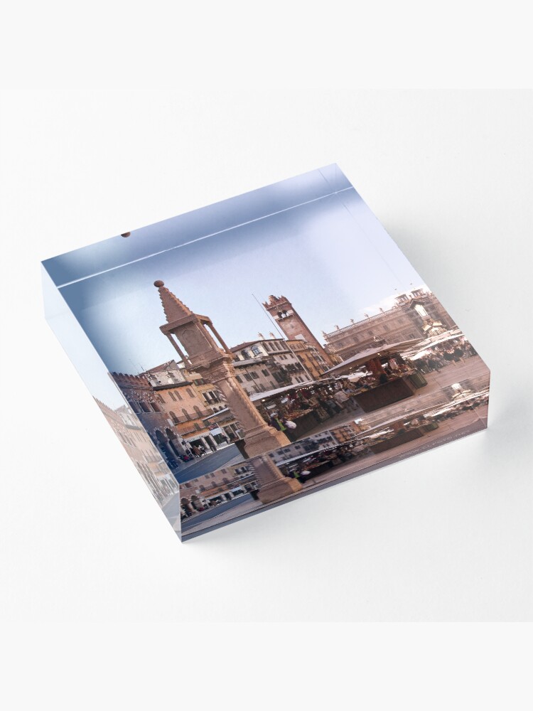 Alternate view of In Piazza Erbe, Verona, Italy Acrylic Block