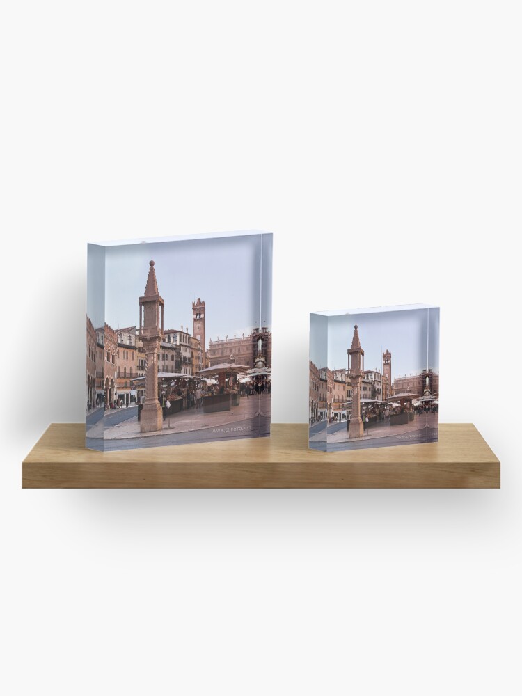 Alternate view of In Piazza Erbe, Verona, Italy Acrylic Block