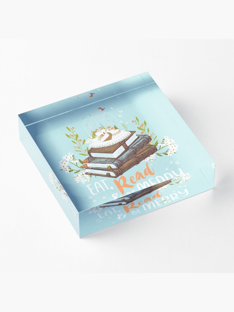 Alternate view of Eat, Read and Be Merry with Snow Globe Acrylic Block