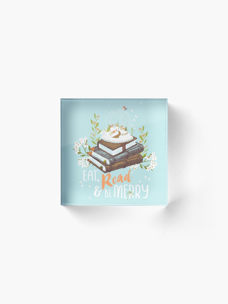 Alternate view of Eat, Read and Be Merry with Snow Globe Acrylic Block