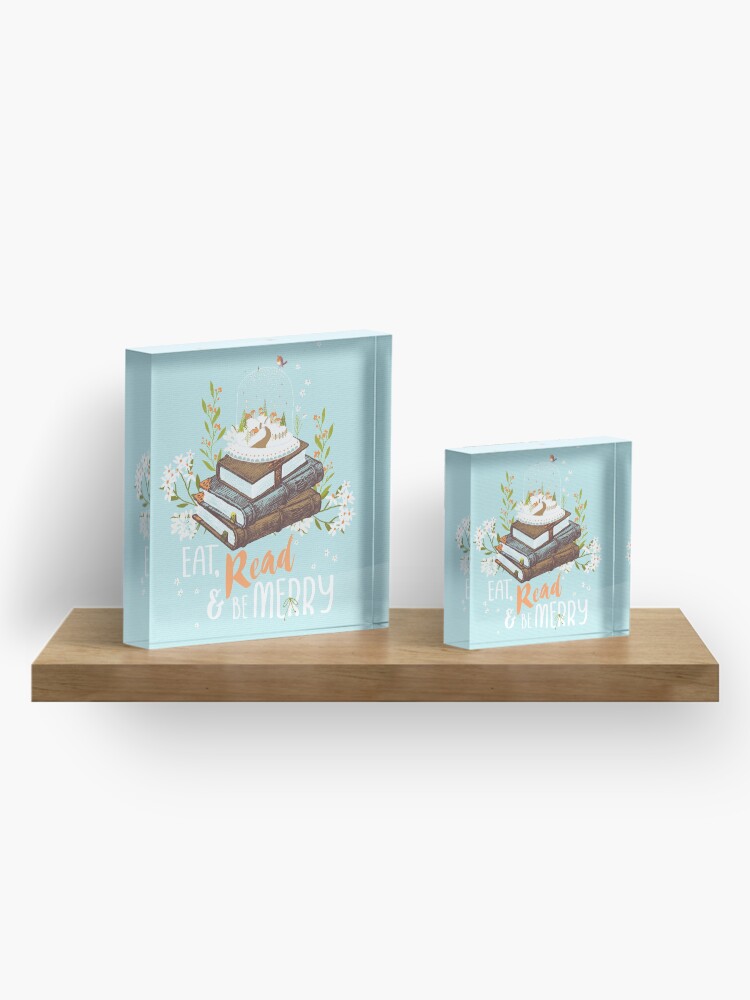 Alternate view of Eat, Read and Be Merry with Snow Globe Acrylic Block