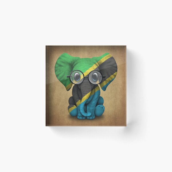Item preview, Baby Elephant with Glasses and Tanzanian Flag designed and sold by JeffBartels.