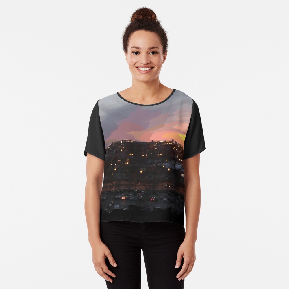 Sunset - April 6, 2018 7:34PM. Chiffon Top