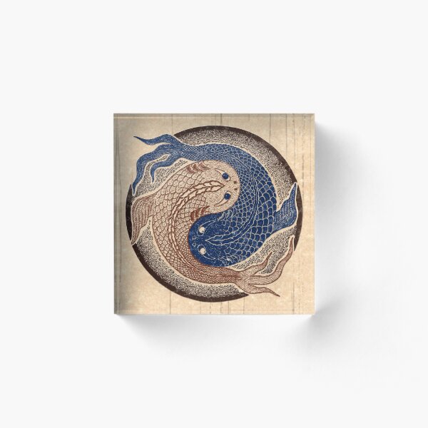 yin yang fish, shuiwudao mandala Acrylic Block