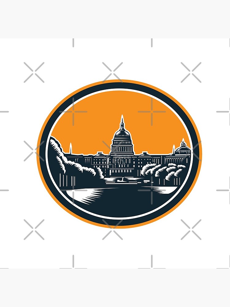 United States Capitol Building Woodcut Retro by patrimonio