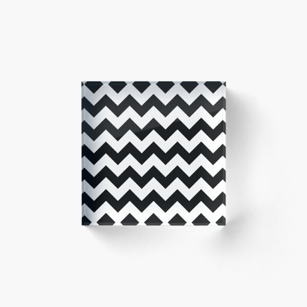 Black & White Chevron Pattern Acrylic Block