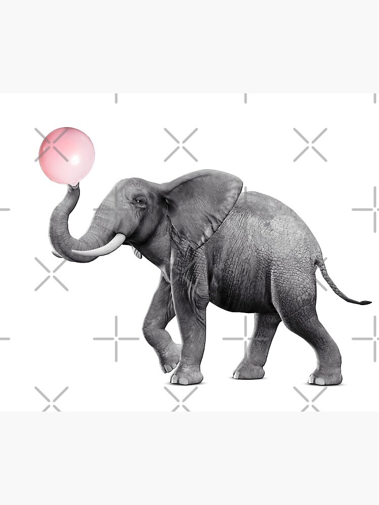 "Cute Elephant Raised Trunk with Bubble Gum" Art Print for Sale by