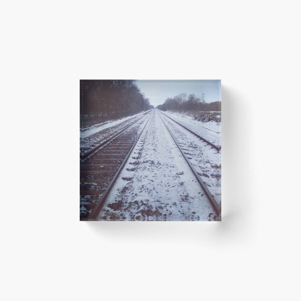 Rail track. Snow. Acrylic Block