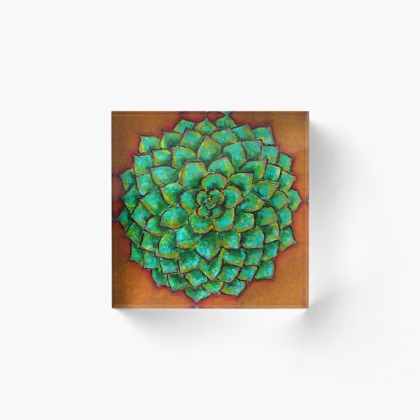 Succulent Mandala Acrylic Block