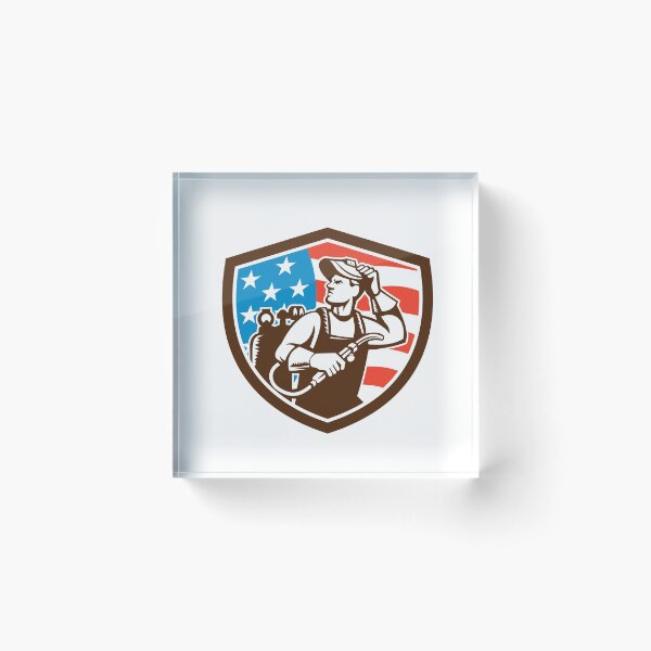 Item preview, Welder Looking Side USA Flag Crest Retro designed and sold by patrimonio.