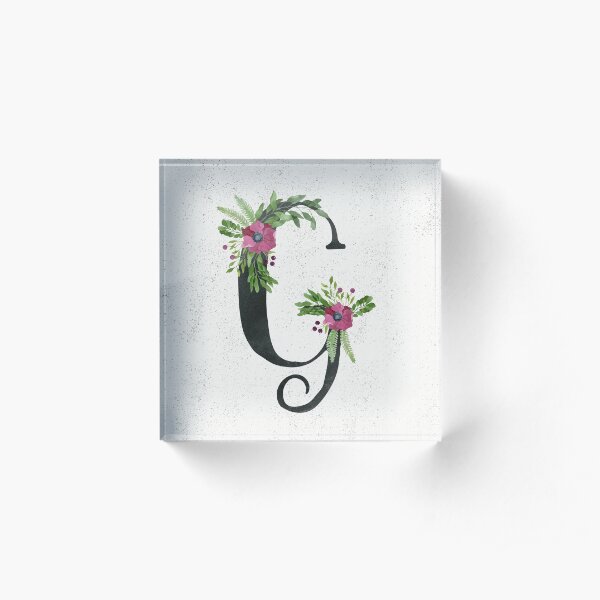 Monogram G with Floral Wreath Acrylic Block