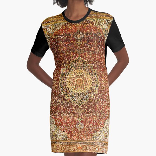 Khorasan Antique Persian Carpet Print Graphic T-Shirt Dress