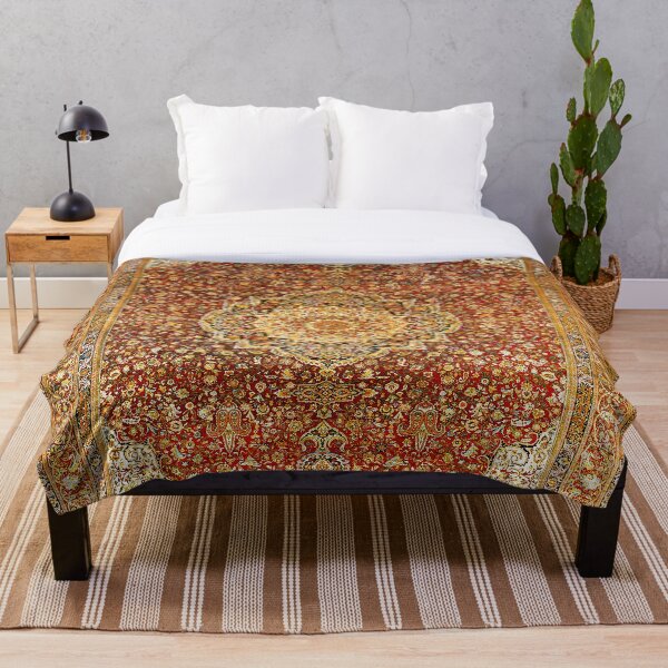 Khorasan Antique Persian Carpet Print Throw Blanket