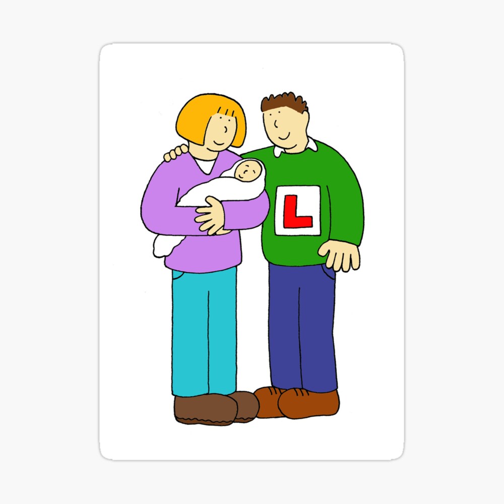 New Dad Humour Cartoon Couple Man With L Plates Greeting Card By Katetaylor Redbubble