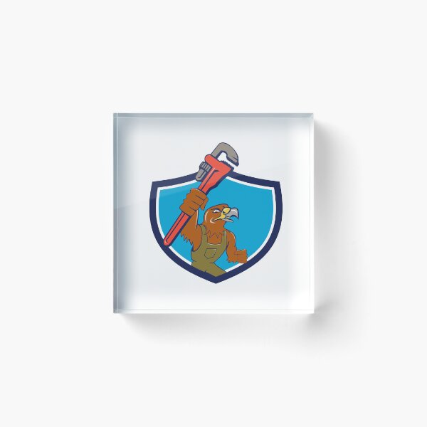 Item preview, Hawk Plumber Wrench Crest Cartoon designed and sold by patrimonio.