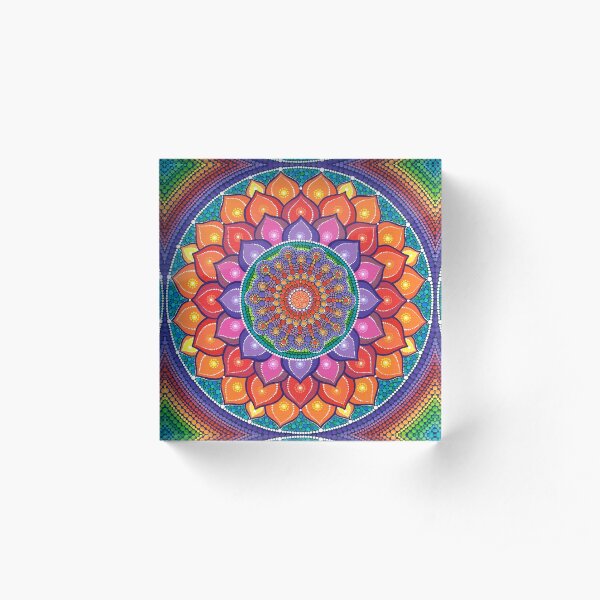 Lotus Rainbow Mandala Acrylic Block