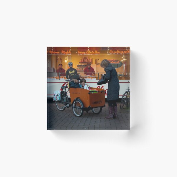 In the 'bakfiets' to the 'oliebollenkraam' Acrylic Block
