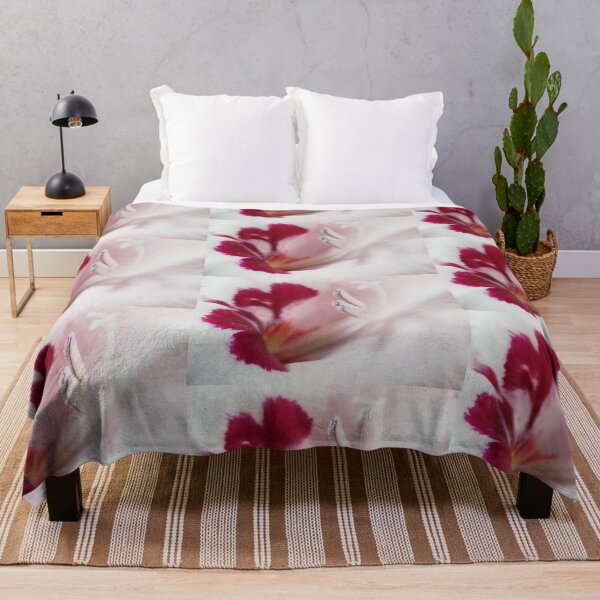 Item preview, closeup of gladiolus in pink and cream designed and sold by DigitalEurydice.