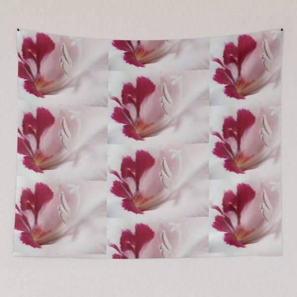 Item preview, closeup of gladiolus in pink and cream designed and sold by DigitalEurydice.
