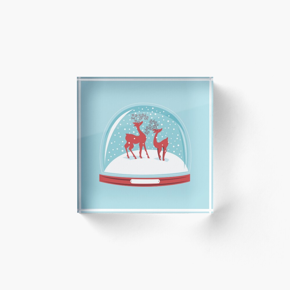 Snow-globe Couple Deer Acrylic Block
