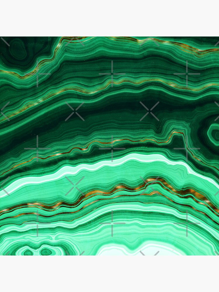 Green and Gold and Mint veined Malachite Gemstone by MysticMarble