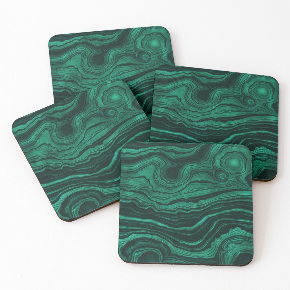 Malachite Green Marble with light Veins Coasters (Set of 4)