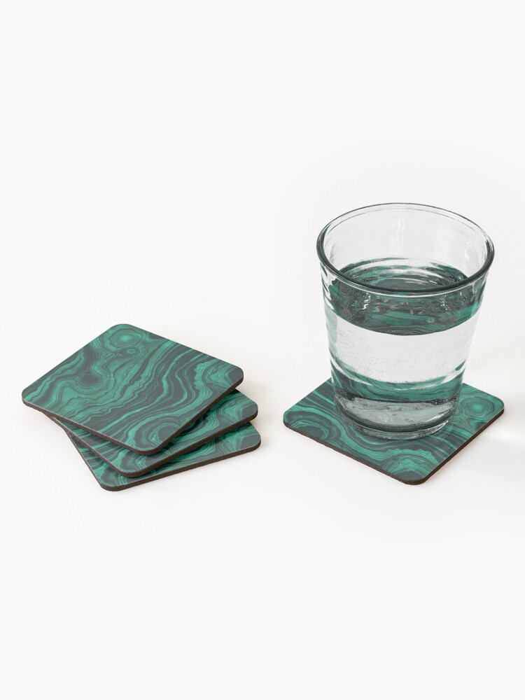 Alternate view of Malachite Green Marble with light Veins Coasters (Set of 4)