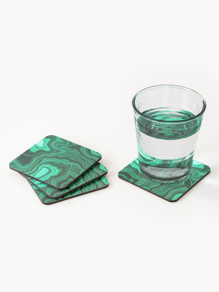 Alternate view of Malachite Green Marble with Gold Veins III Coasters (Set of 4)