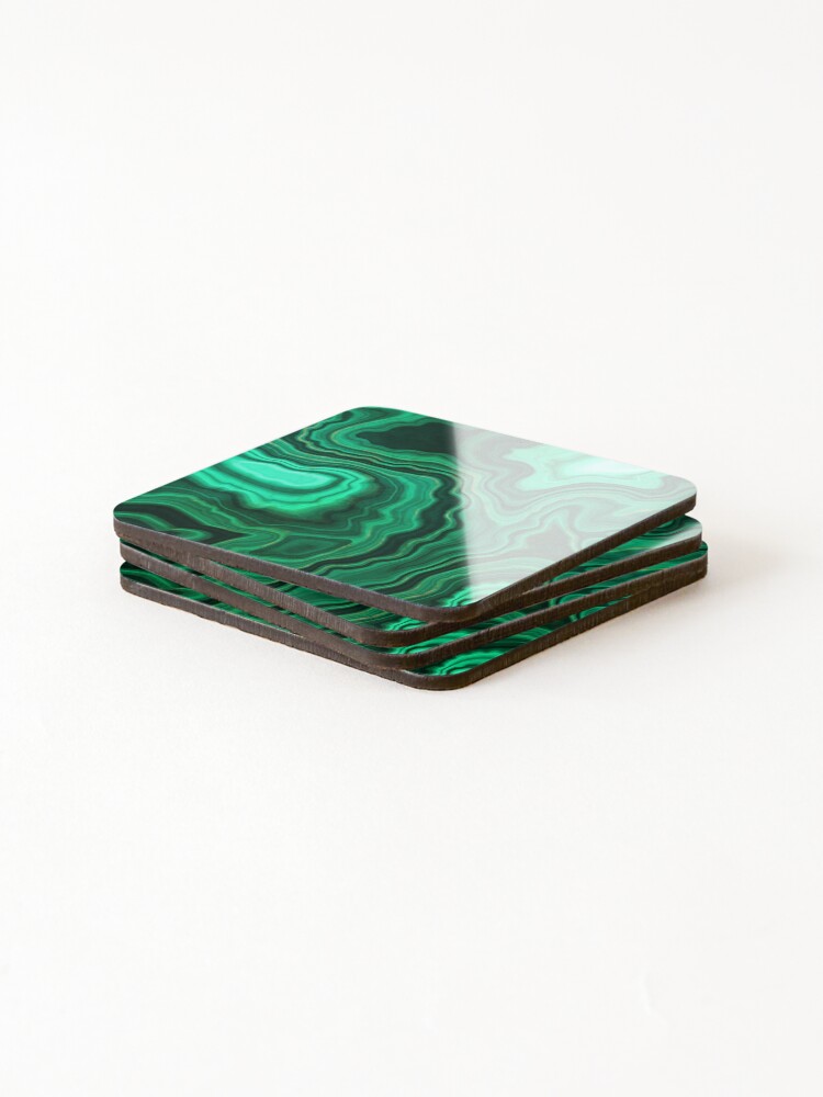 Alternate view of Malachite Green Marble with Gold Veins III Coasters (Set of 4)