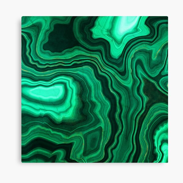 Malachite Green Faux Marble with Gold Veins III Canvas Print