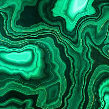 Artwork thumbnail, Malachite Green Faux Marble with Gold Veins III by MysticMarble