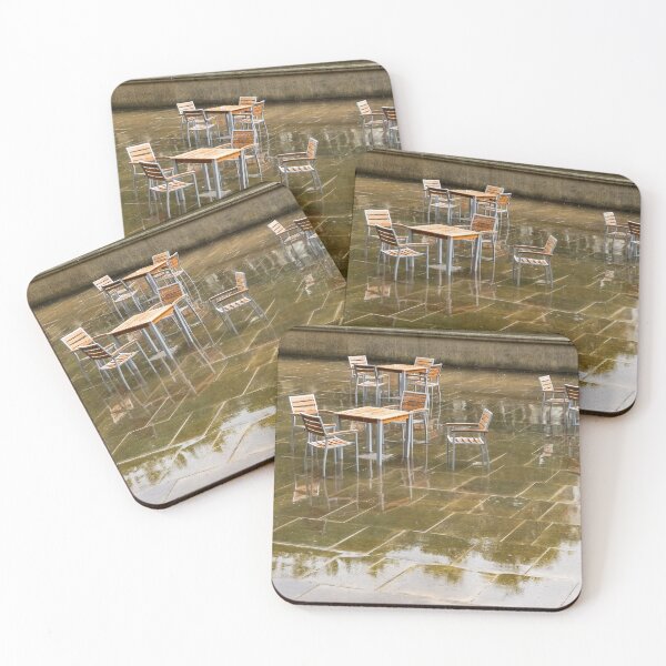 Item preview, Rainy London Reflections - Deserted Alfresco Cafe designed and sold by Georgia Mizuleva.