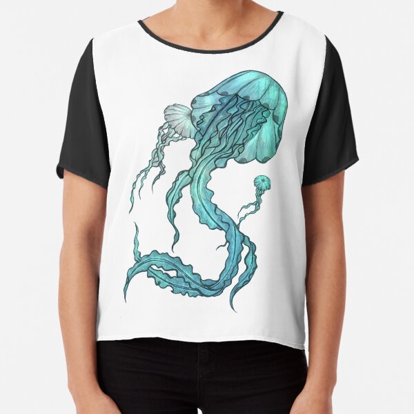 Teal Jellyfish Chiffon Top