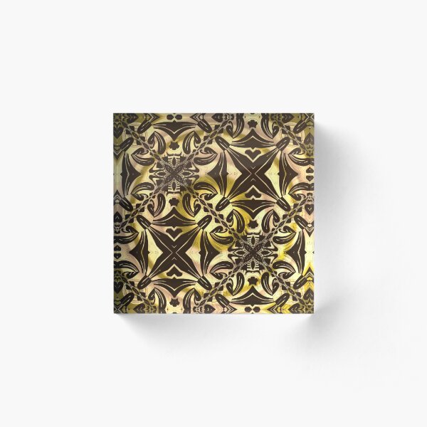Golden Fractal Acrylic Block