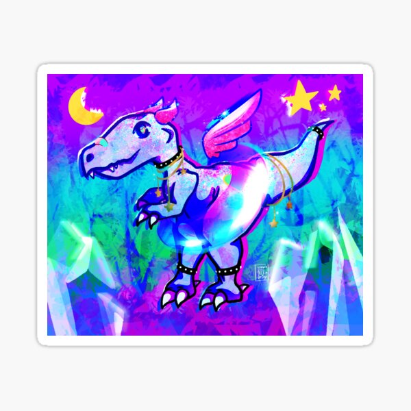 Rainbow Glitter Dinosaur Sticker
