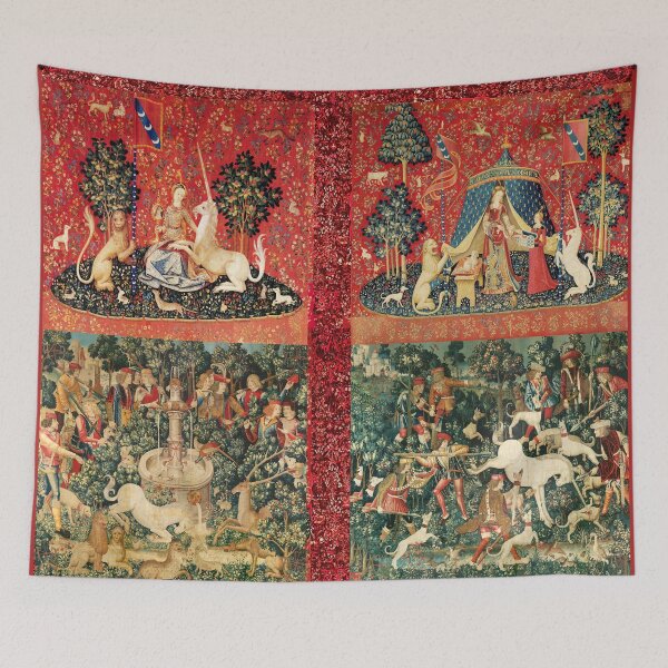 Item preview, FOUR LADY AND UNICORN STORIES ,Fantasy Flowers,Animals, Red Green Floral Collection designed and sold by BulganLumini.