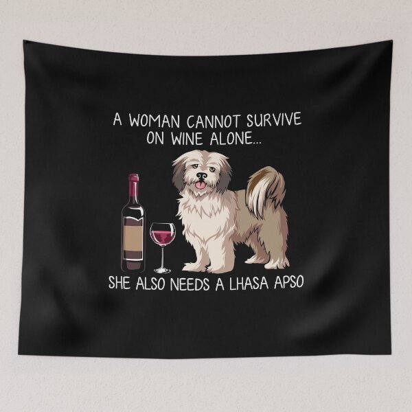 Item preview, Lhasa Apso and wine Funny dog designed and sold by TeeDoozy.