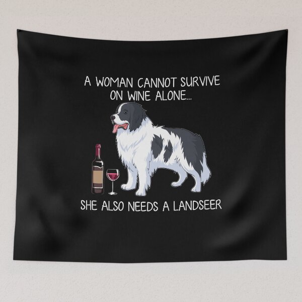 Item preview, Landseer and wine Funny dog designed and sold by TeeDoozy.