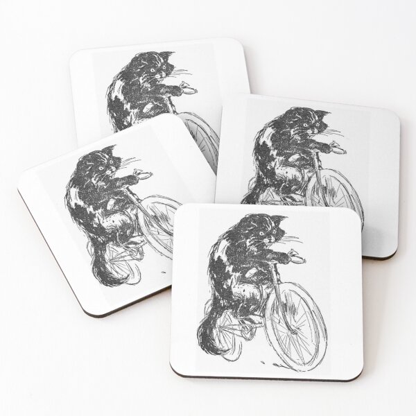 Item preview, Black Cat On Bicycle Drawing designed and sold by MurphyMorganGifts.