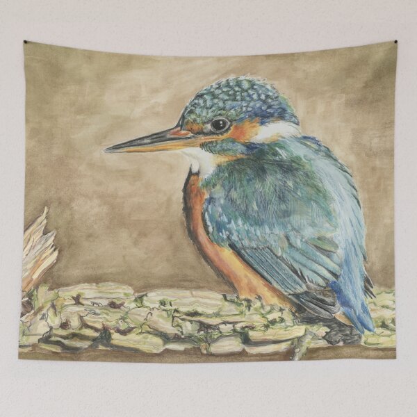 Item preview, Female Kingfisher on Natural designed and sold by LittleForestArt.