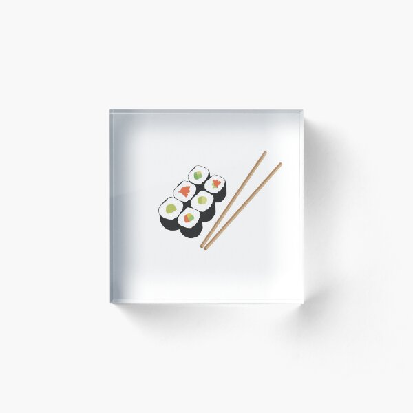Sushi rolls with chopsticks Acrylic Block
