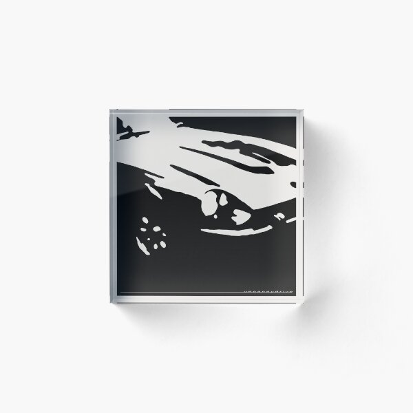 Datsun 240Z Detail - Black on white Acrylic Block