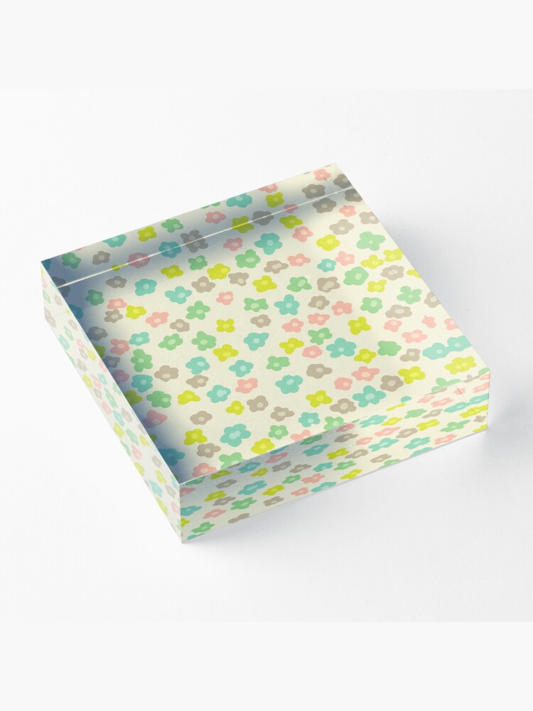 Vista alternativa de Bloque acrílico Vintage pink green abstract floral pattern