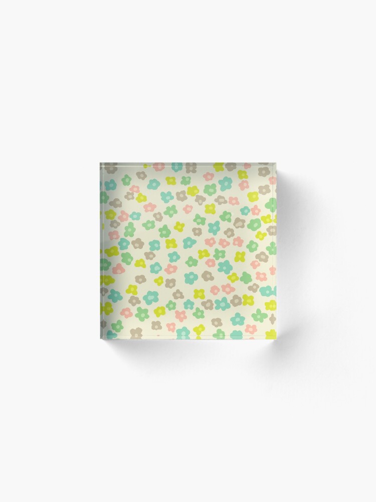 Vista alternativa de Bloque acrílico Vintage pink green abstract floral pattern