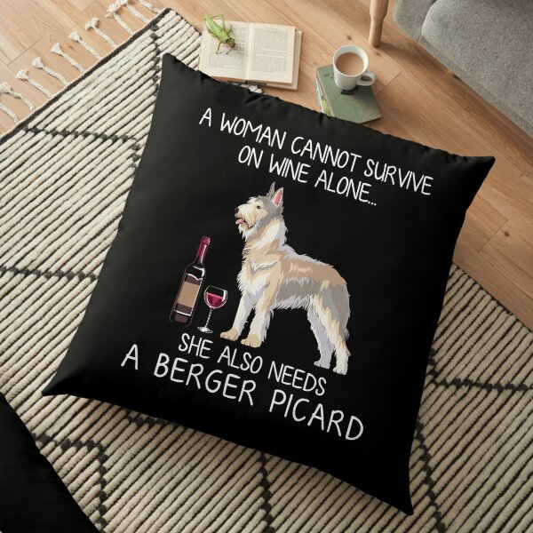 Berger Picard and wine Funny dog Floor Pillow