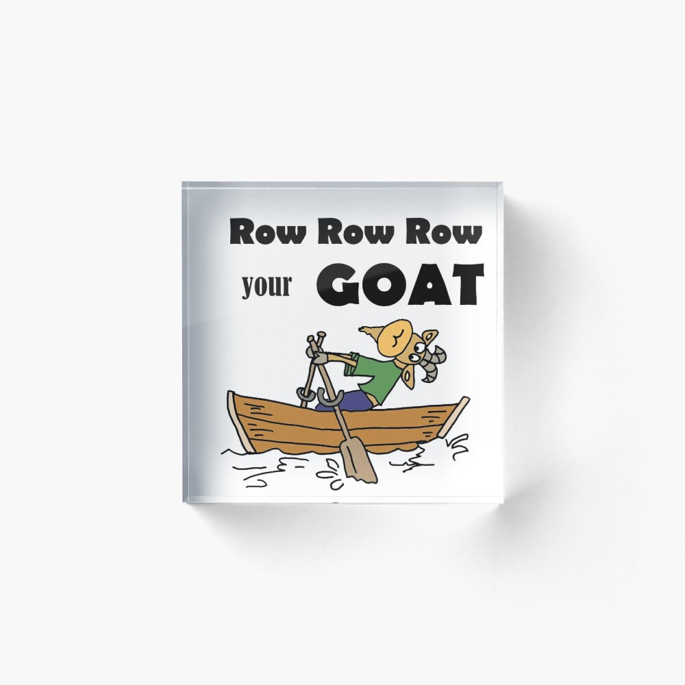 Funny Goat Rowing in Rowboat Cartoon